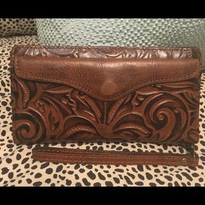 Patricia Nash tooled leather wallet wristlet